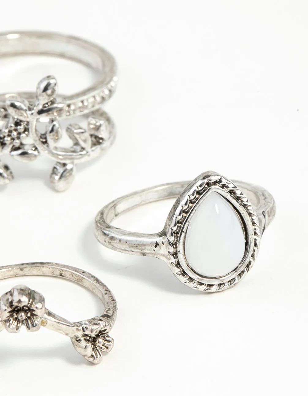 Silver Sun & Moon Ring 8-Pack