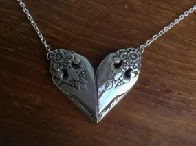 Silverware Heart Necklace Lovely Lady