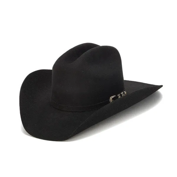 Stampede Hats - 100X Wool Felt Black Cowboy Hat with Silver Tone Buckle