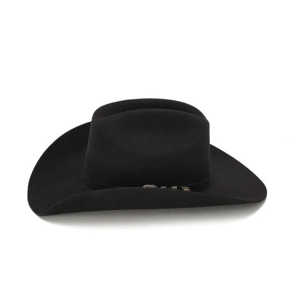 Stampede Hats - 100X Wool Felt Black Cowboy Hat with Silver Tone Buckle