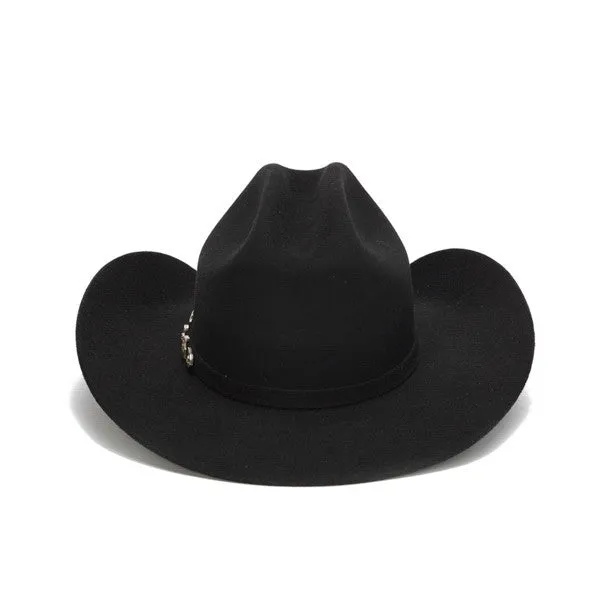 Stampede Hats - 100X Wool Felt Black Cowboy Hat with Silver Tone Buckle