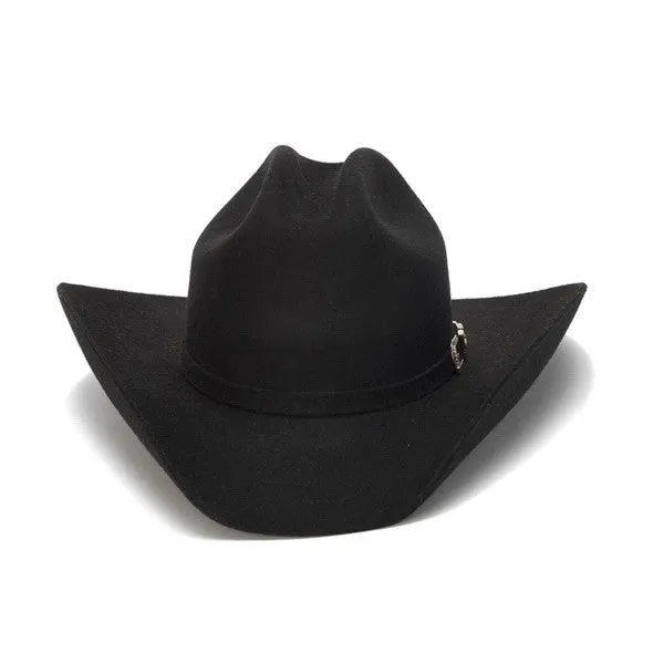 Stampede Hats - 100X Wool Felt Black Cowboy Hat with Silver Tone Buckle