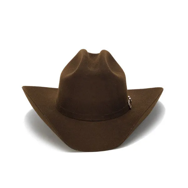 Stampede Hats - 100X Wool Felt Brown Cowboy Hat with Silver Tone Buckle