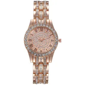 Starry Women's Diamond Fashion Numbers Watch Pearlescent Shiny Steel Strap Quartz Watch