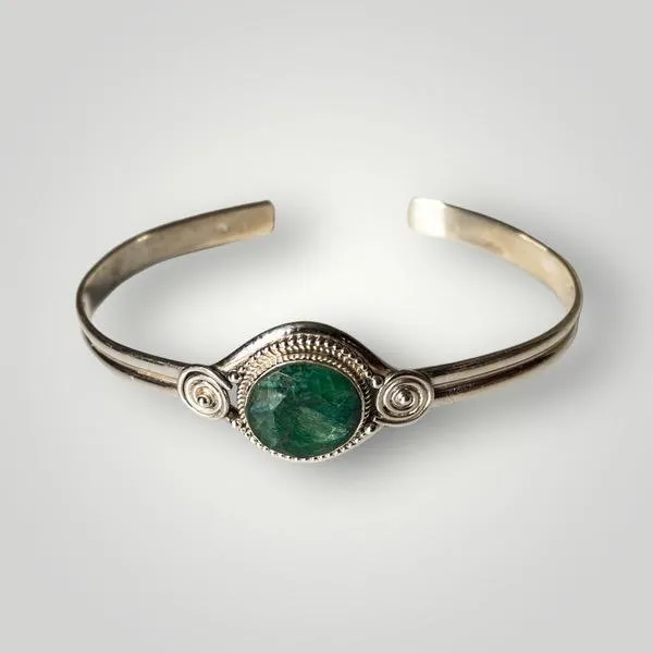 Sterling Silver Cuff Bangle with Amazonite (PG25)