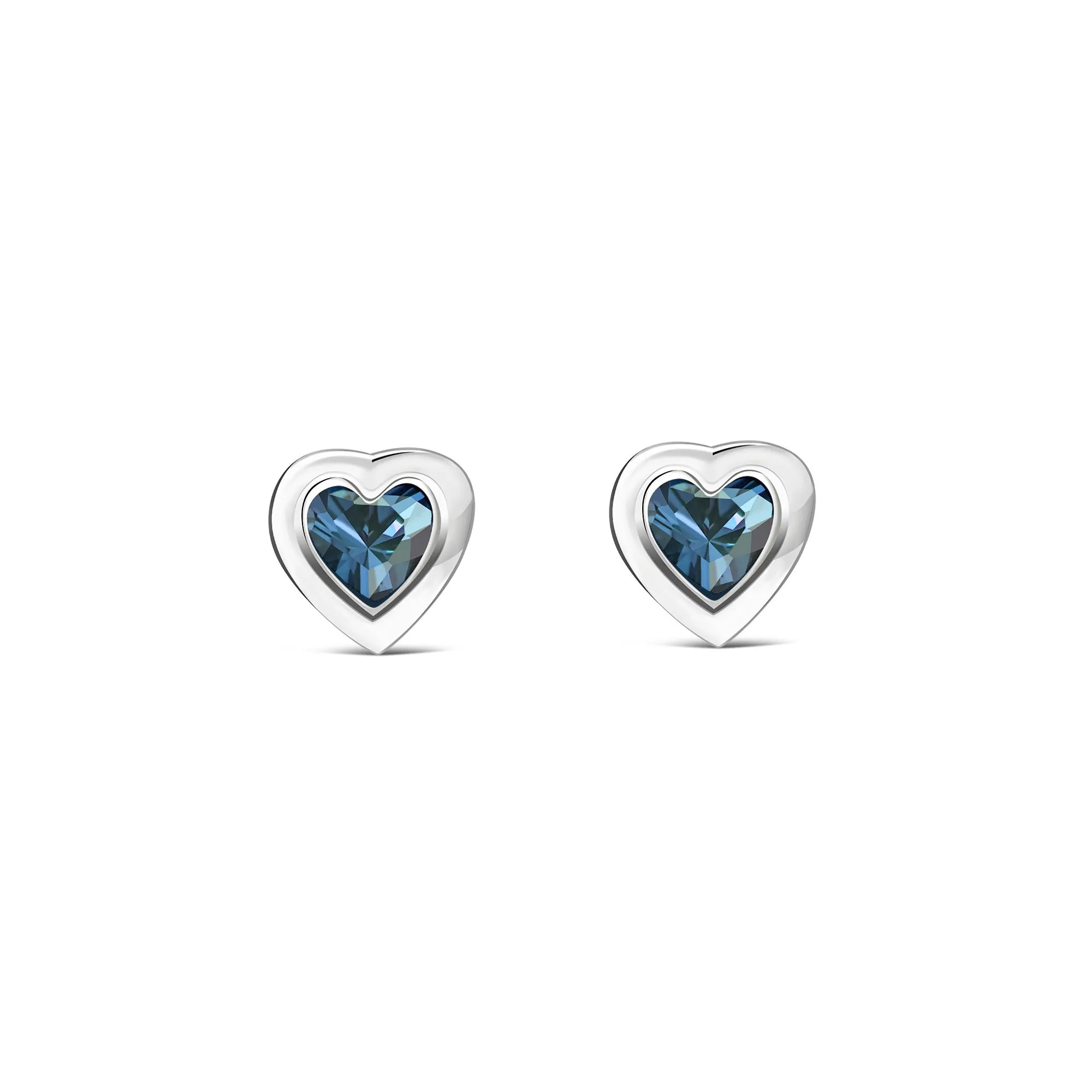 Sterling Silver London Blue Topaz Heart Framed Stud Earrings