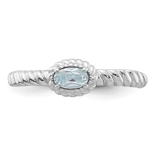 Sterling Silver Stackable Expressions Aquamarine Ring