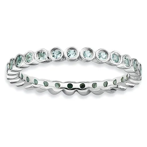 Sterling Silver Stackable Expressions Bezel Light Aquamarine 2.25mm Eternity Band