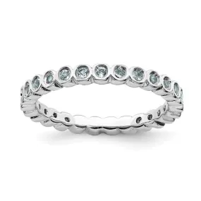 Sterling Silver Stackable Expressions Bezel Light Aquamarine 2.25mm Eternity Band