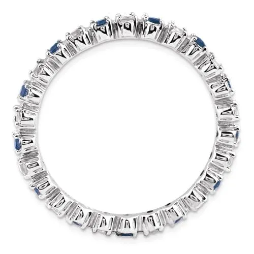 Sterling Silver Stackable Expressions Blue Sapphire & Diamond Alternating Eternity Ring