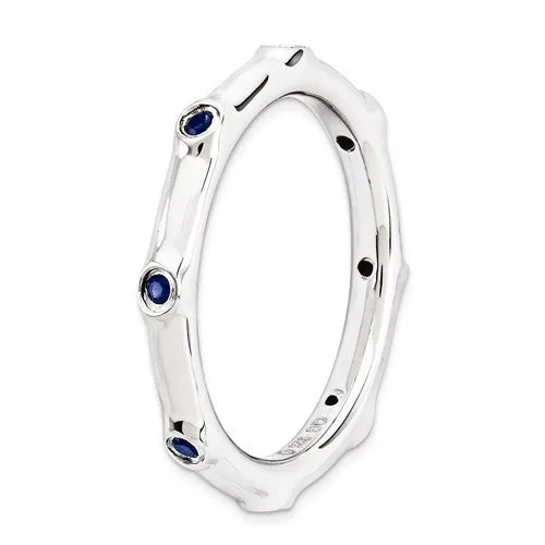 Sterling Silver Stackable Expressions Created Blue Sapphire Ring