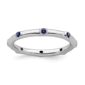 Sterling Silver Stackable Expressions Created Blue Sapphire Ring