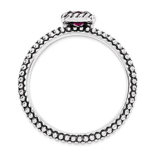 Sterling Silver Stackable Expressions Cushion Cut Ruby Ring