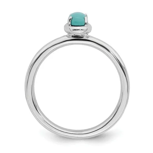 Sterling Silver Stackable Expressions Oval Turquoise Ring