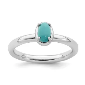 Sterling Silver Stackable Expressions Oval Turquoise Ring