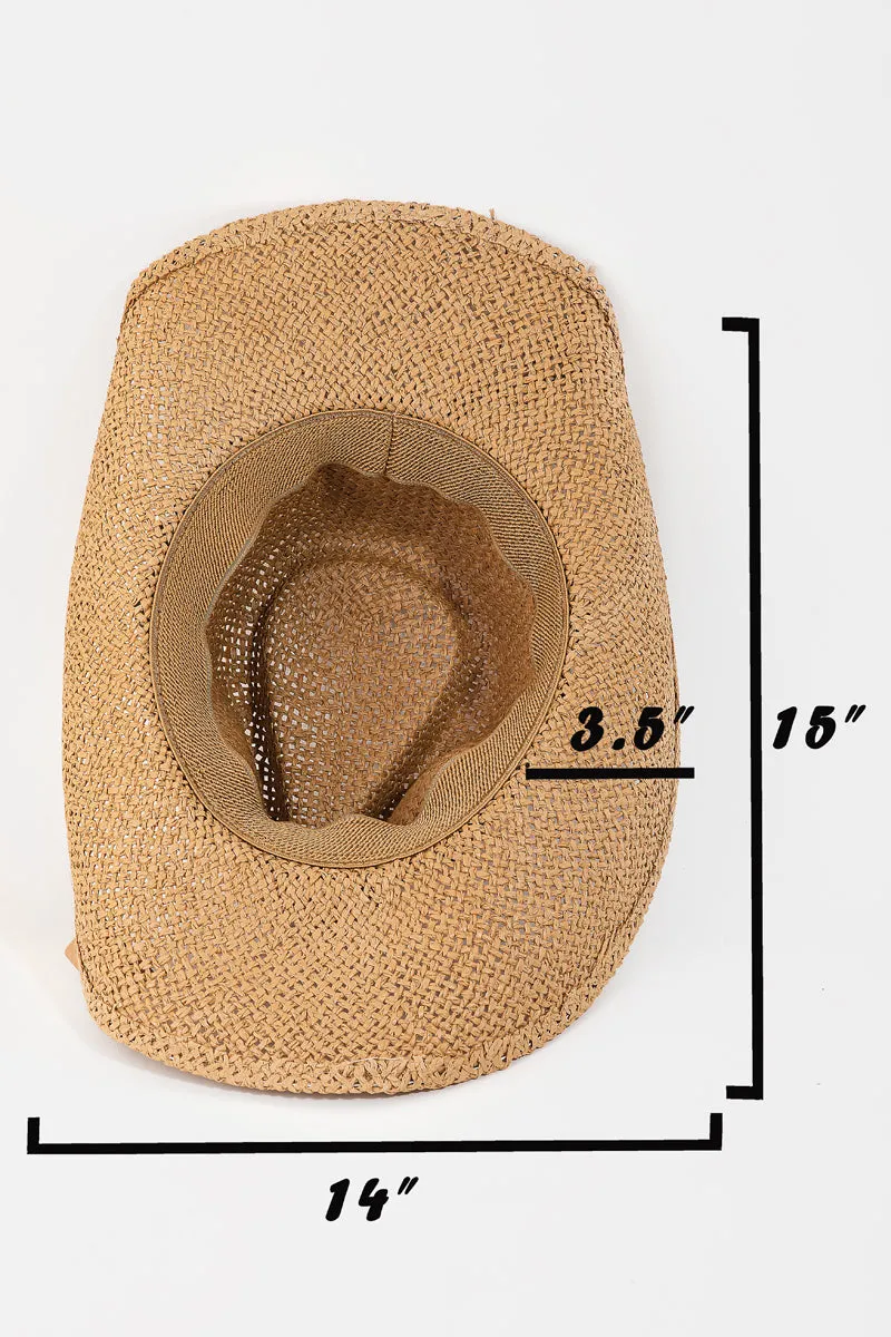 Straw Weave Cowrie Shell Rope Strap Cowboy Hat