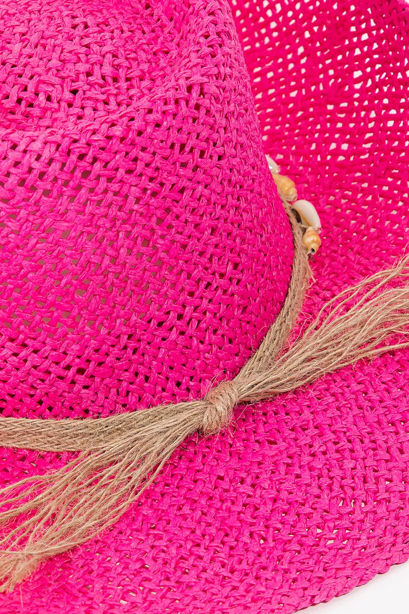 Straw Weave Cowrie Shell Rope Strap Cowboy Hat