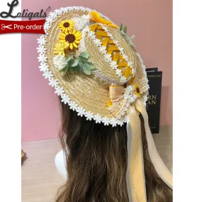 Sunflower ~ Sweet Lolita Straw Hat Beautiful Sunhat by Alice Girl ~ Pre-order