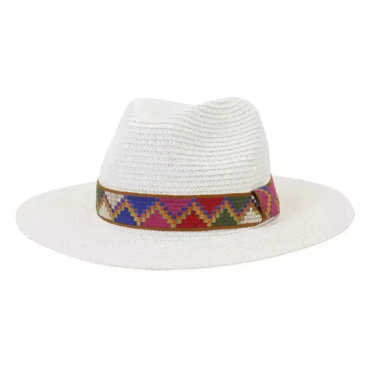 Sunshine Time Straw Fedora Geometric Hat