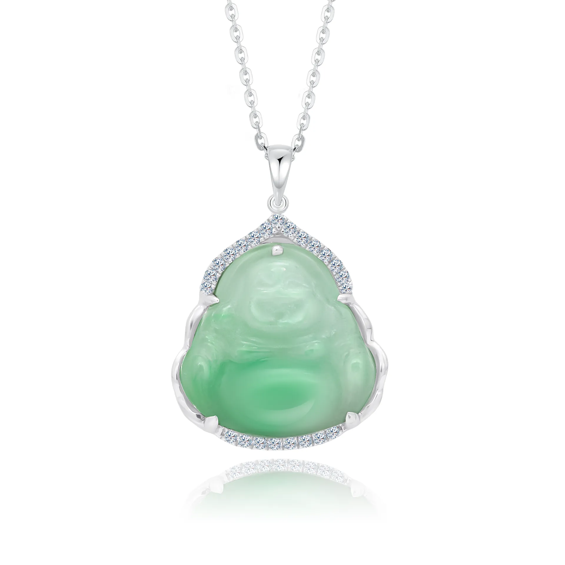 TAKA Jewellery Jade and Diamond Necklace 18k Gold Buddha