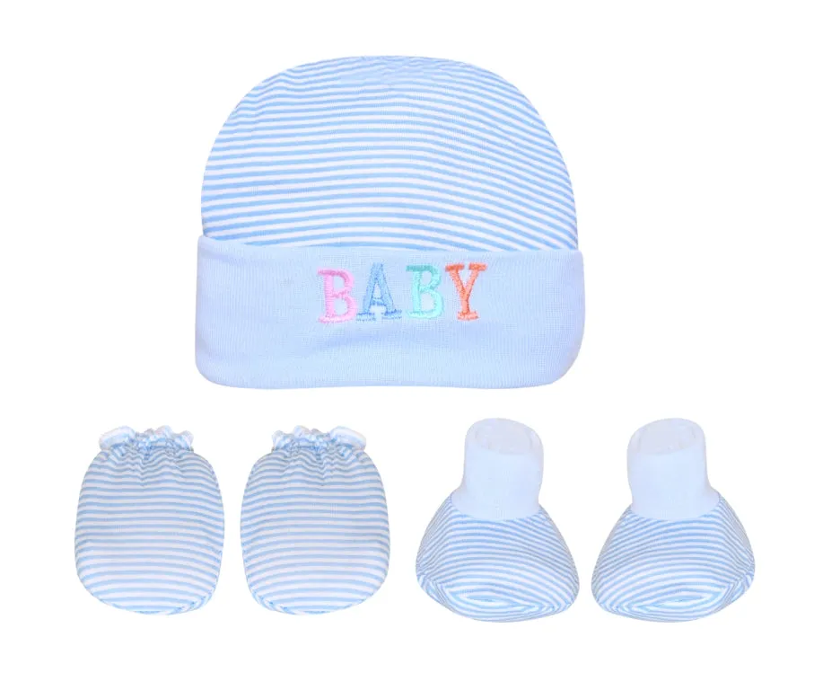 THE LITTLE LOOKERS Cotton Cap,Mitten and Booty Set for Unisex New Born Babies and Infants