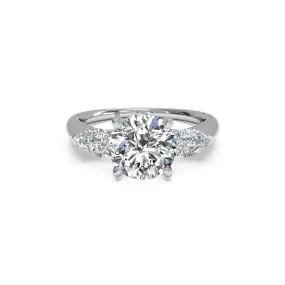 Three-Stone Round and Pear Brilliant Diamond Engagement Ring