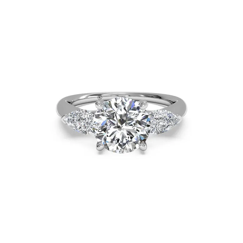 Three-Stone Round and Pear Brilliant Diamond Engagement Ring