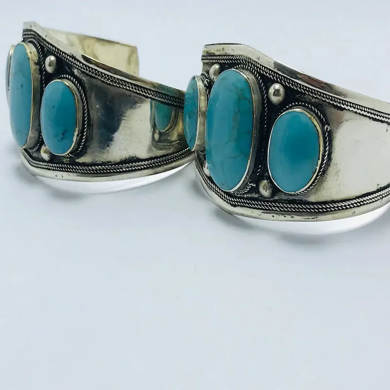 Tribal Stones Boho Cuff Bracelet, Handmade Bracelet