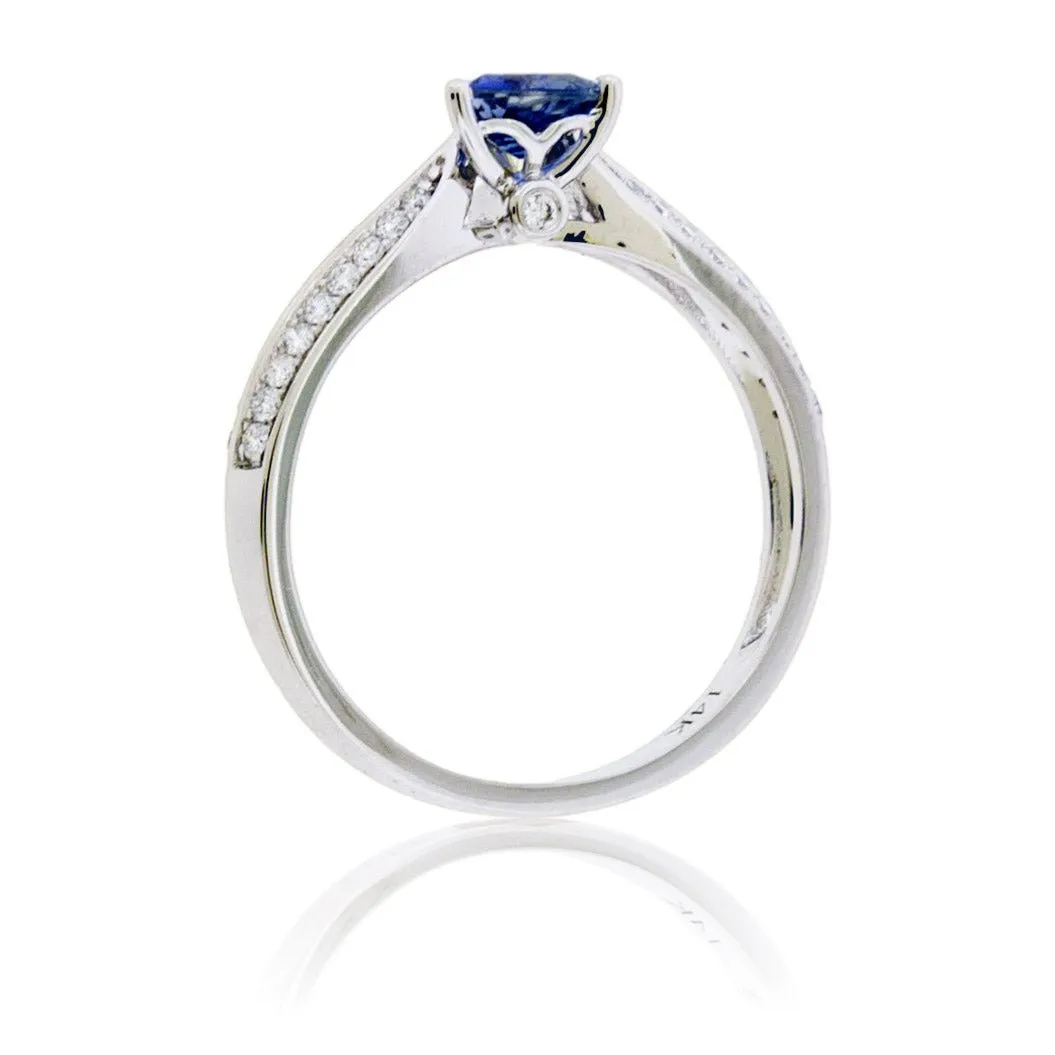 Trillian Blue Sapphire and Diamond Lined Ring