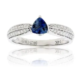 Trillian Blue Sapphire and Diamond Lined Ring