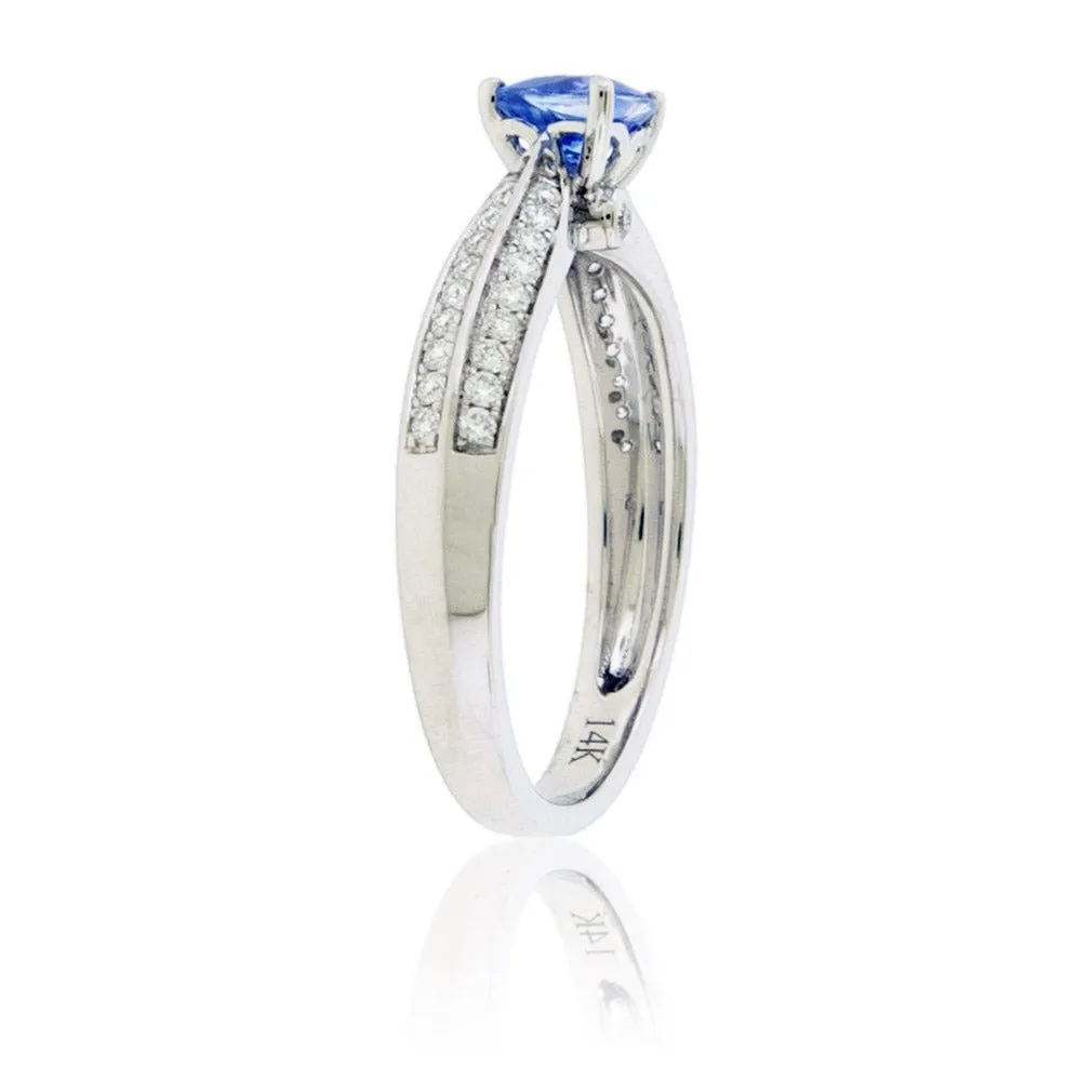 Trillian Blue Sapphire and Diamond Lined Ring