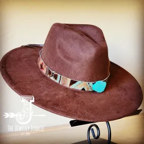 Turquoise Navajo Turq Slab Leather Band   Choice of Boho Hat 985q