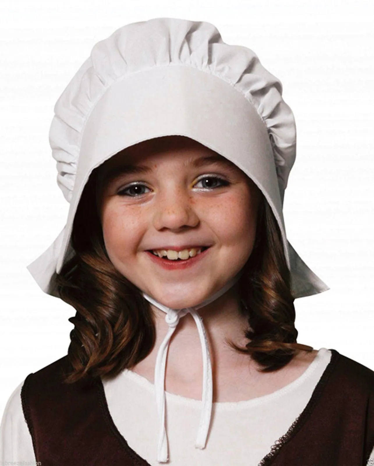 Victorian Bonnet Hat White Girls Cap Book Week Fancy Dress Party Hat