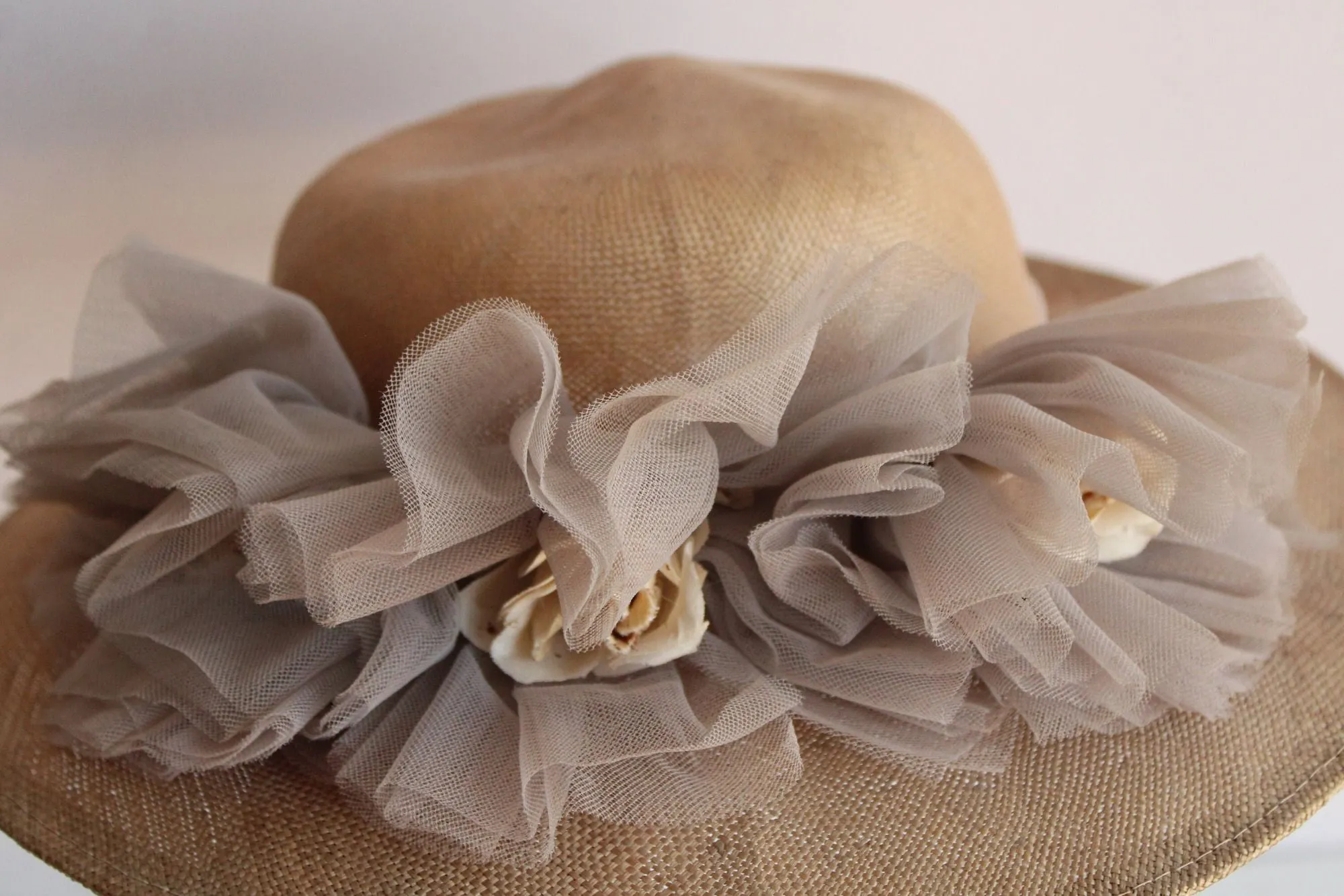 Vintage 1940s 1950's  Straw Wide Brimmed Hat