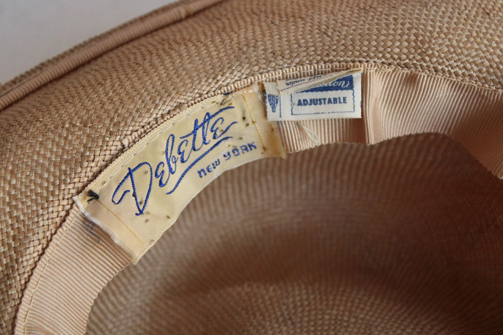 Vintage 1940s 1950's  Straw Wide Brimmed Hat