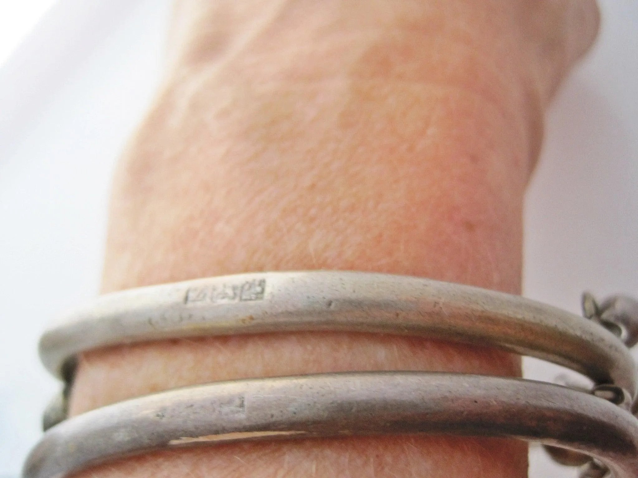 Vintage Egyptian Matching Pair of SIlver Zar Bracelets