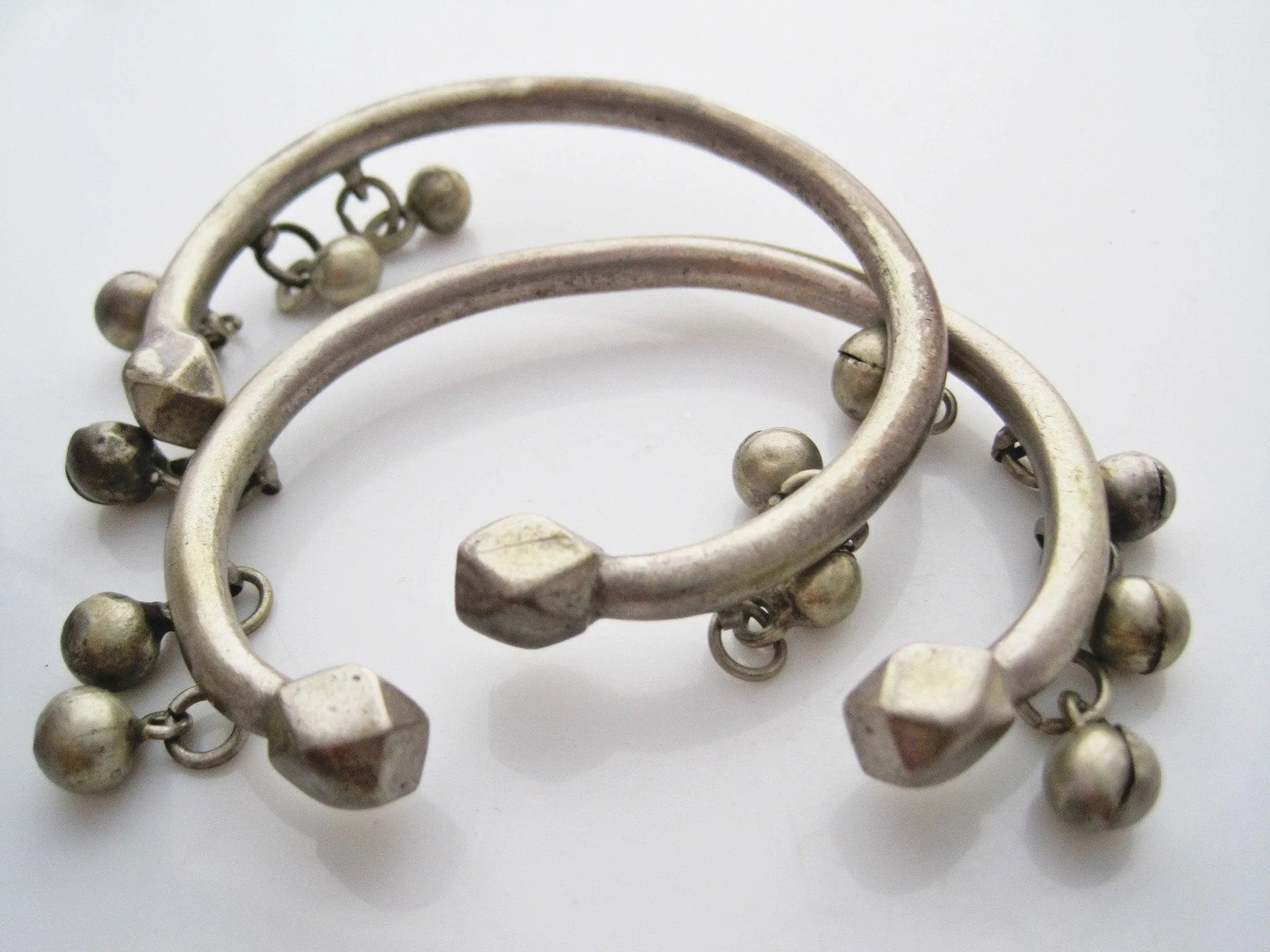 Vintage Egyptian Matching Pair of SIlver Zar Bracelets