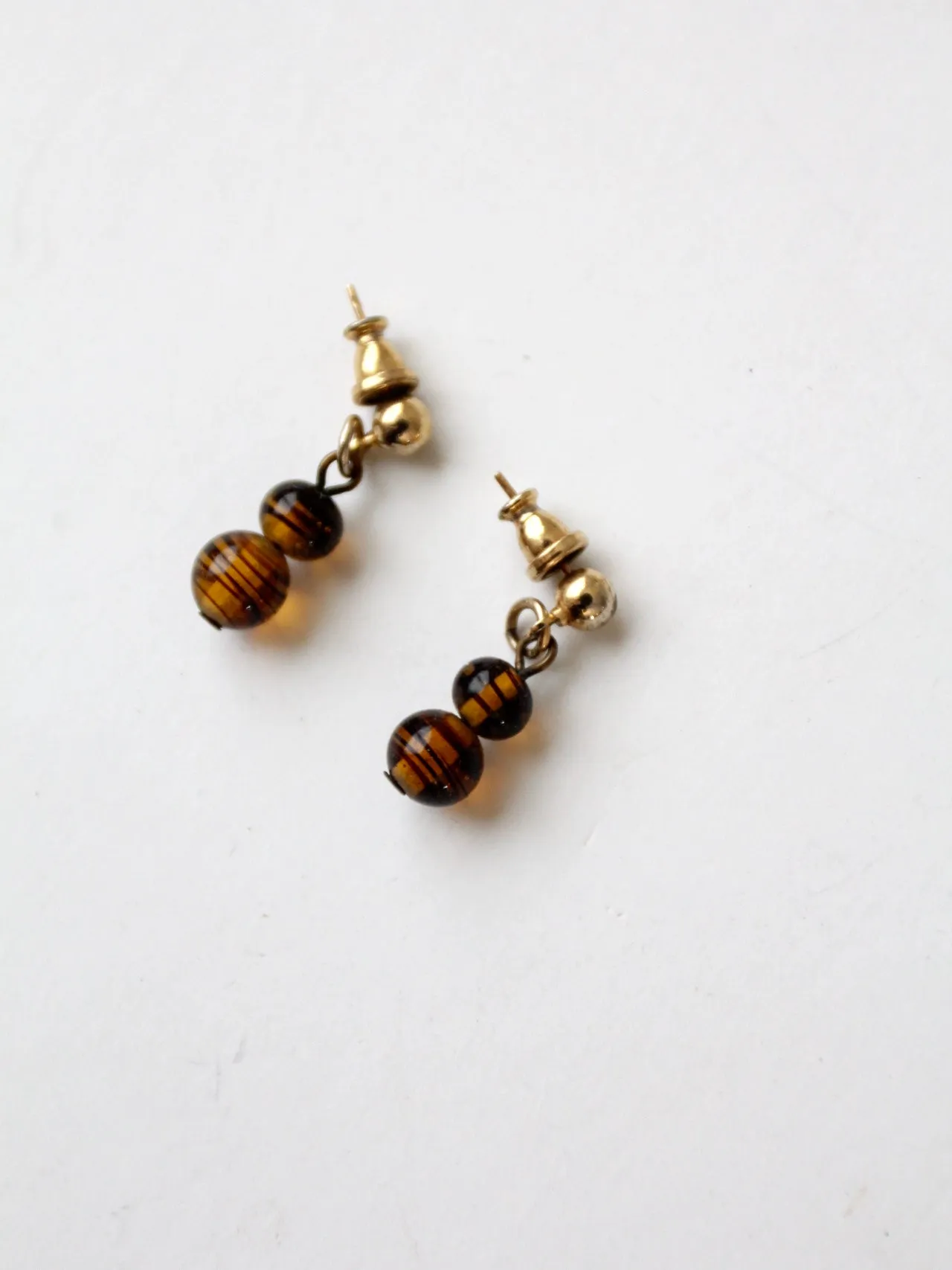 vintage topaz art glass drop earrings