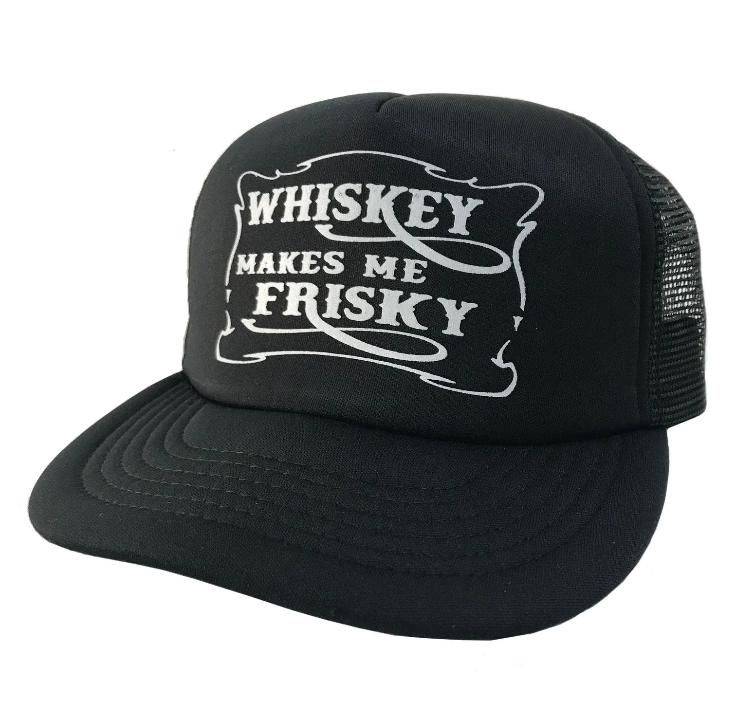 WHISKEY MAKES ME FRISKY TRUCKER HAT