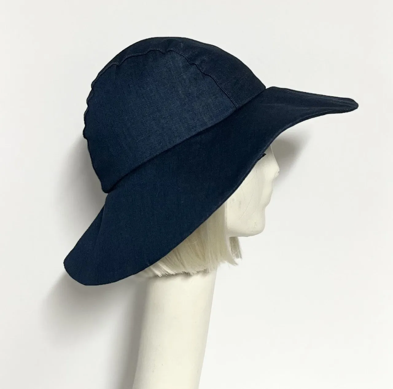 Wide Brim Denim Hat