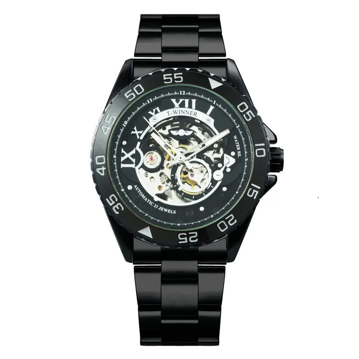 WINNER Automatic Mechanical Men's Watch Classic Stainless Steel Strap Luminous Wrist