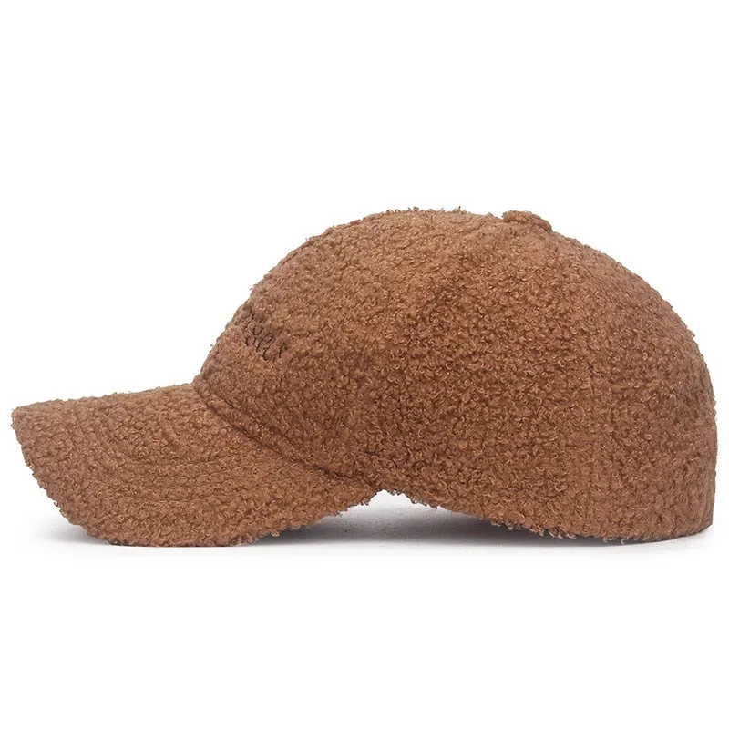 Women Men Warm Wool Thicken Baseball Caps Lady Male Autumn Winter Visors Hip-Hop Cap Hat For Women Men