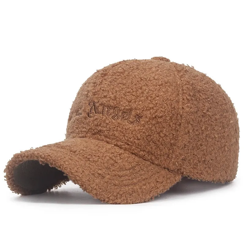 Women Men Warm Wool Thicken Baseball Caps Lady Male Autumn Winter Visors Hip-Hop Cap Hat For Women Men