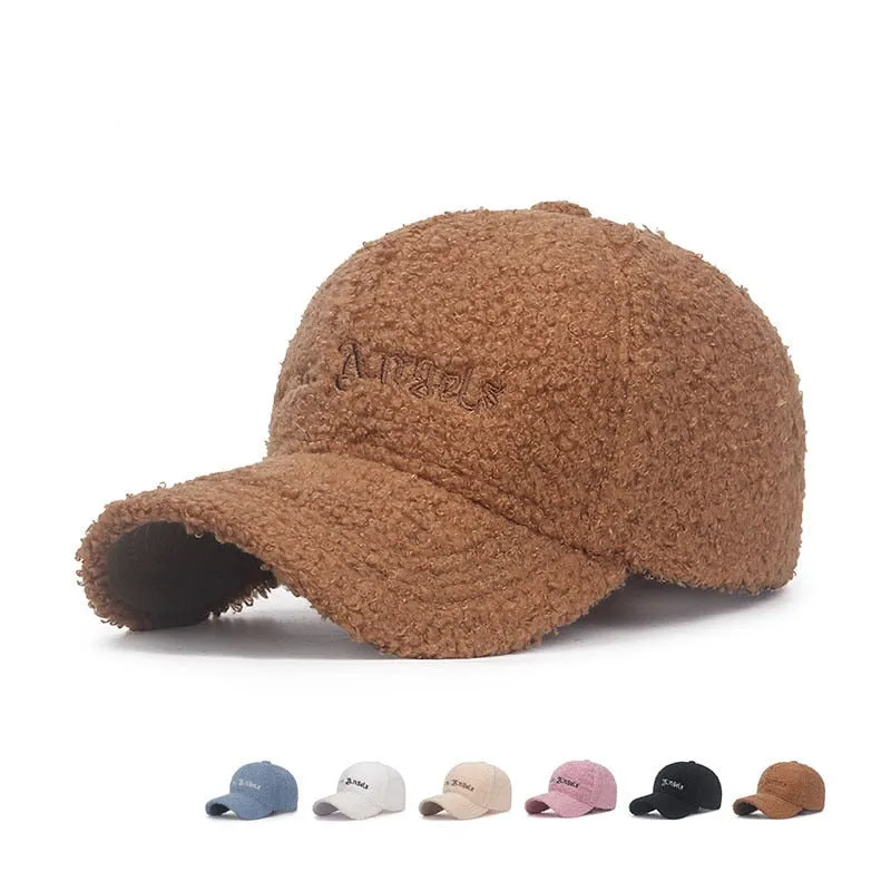 Women Men Warm Wool Thicken Baseball Caps Lady Male Autumn Winter Visors Hip-Hop Cap Hat For Women Men