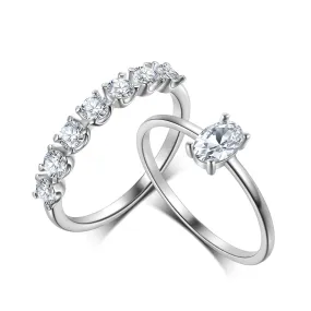 Women Promise Rings Set for Her, Stackable Wedding Bands Rings Jewelry Size 6-9 925 Sterling Silver