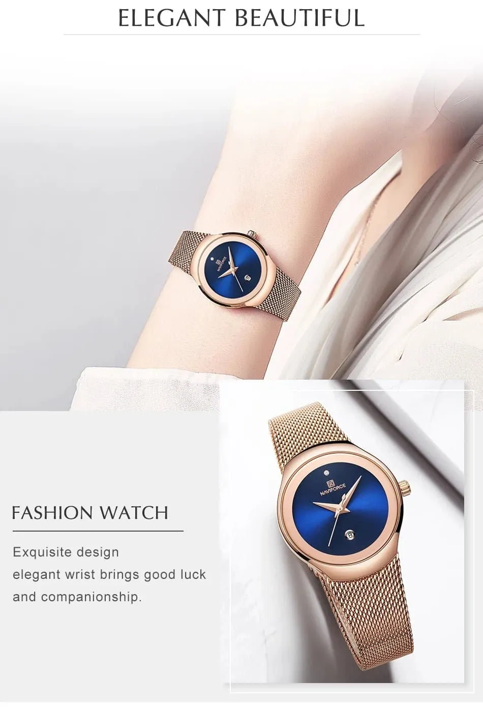 Women Simple Quartz Watch - NAVIFORCE, Water Resistant, Fashion & Casual