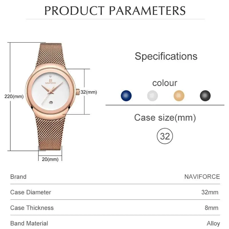 Women Simple Quartz Watch - NAVIFORCE, Water Resistant, Fashion & Casual