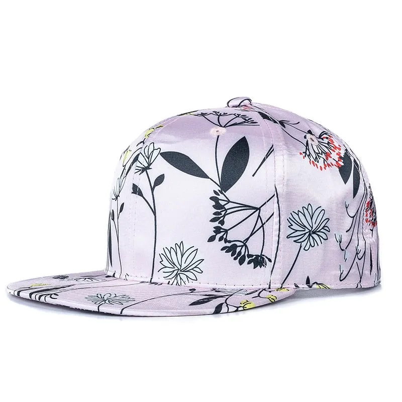 Women Summer Snapback Cap Flower Pattern Baseball Cap Casual Adjustable Hats For Women Outdoor Shading Hat