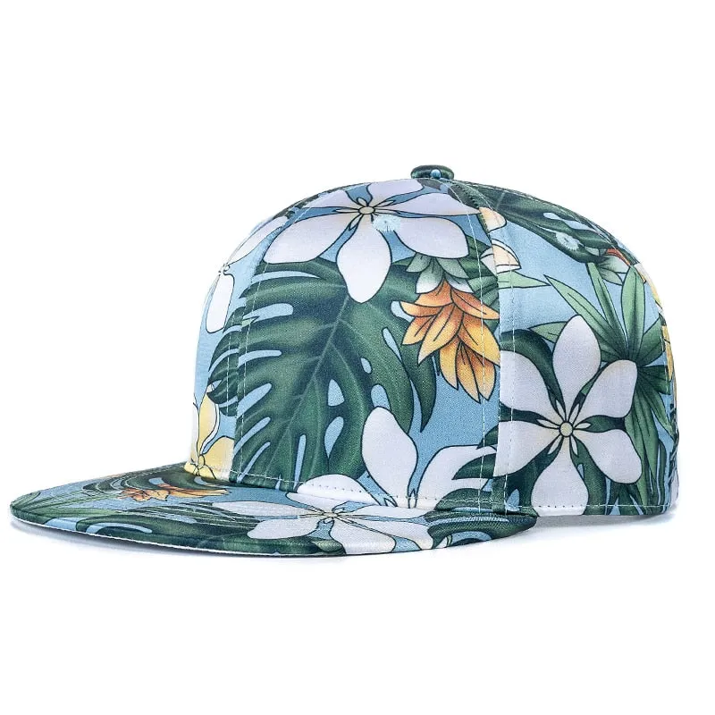 Women Summer Snapback Cap Flower Pattern Baseball Cap Casual Adjustable Hats For Women Outdoor Shading Hat