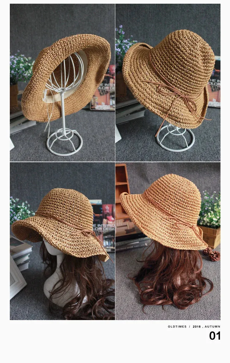 Women's Bowknot Raffia Straw Hat - Stylish Brim Beach Hat for Ladies